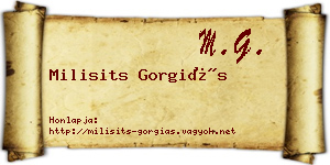Milisits Gorgiás névjegykártya